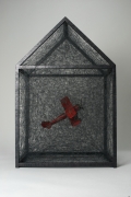 Chiharu Shiota, Zustand des Seins (Flugzeug im Haus) / State of Being (Air plane in house) , 2012, Metal, toy air plane, black thread, 90 x 60 x 45 cm | 35.43 x 23.62 x 17.72 in, # SHIO0021 