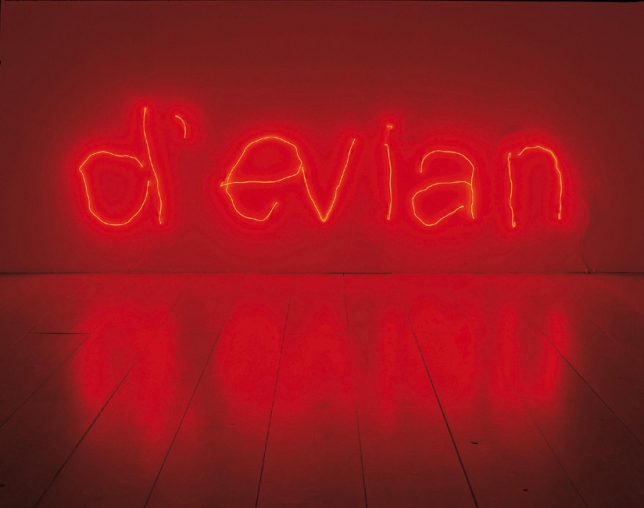 Claude Lévêque, installation view "d'evian", neon letters, 2002 