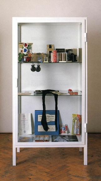 Sophie Calle, The Birthday Ceremony, 1986, showcase containing various personal objects, 170 x 78 x 40 cm | 66.93 x 30.71 x 15.75 in, unique 