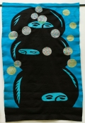 Eko Nugroho , Triple Fanatik, 2010, machine embroidered rayon thread on fabric backing, 233 x 156 cm | 91.73 x 61.42 in, NUGR0012 