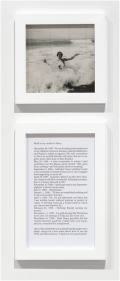 Sophie Calle, I Died in a Good Mood, from the series: Les Autobiographies  , 2013, B/W photograph, text, frames, 50,5 x 50,5 cm (photograph); 76,5 x 50,5 cm (text), Number 2 from an edition of 5 + 1AP in English (5 + 1AP in French), # CALL0358 