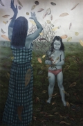 Geraldine Javier, Magic is Back, 2013, Oil and skeletonized leaves on canvas, 208,3 x 137,2 cm, # JAVI0007 