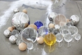 Qiu Zhijie, Playground (Detail), 2014, Mixed media installation: 300 stainless steel, glass and wooden balls in variable sizes (diameter from 6 to 50 cm), adhesive black tape map and lettering, Variable size 